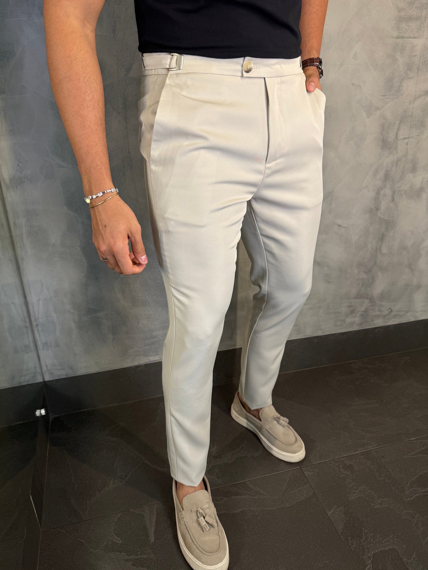 CALÇA ALF. VIENA AJUSTE CATRACA PONTO H AREIA