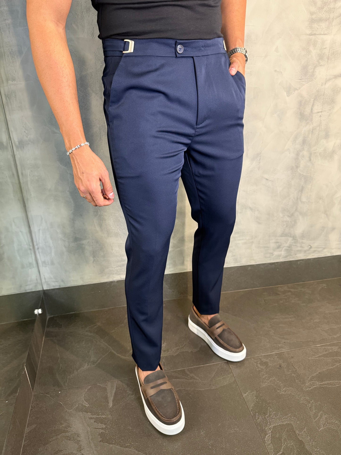 CALÇA ALF. VIENA AJUSTE CATRACA PONTO H MARINHO