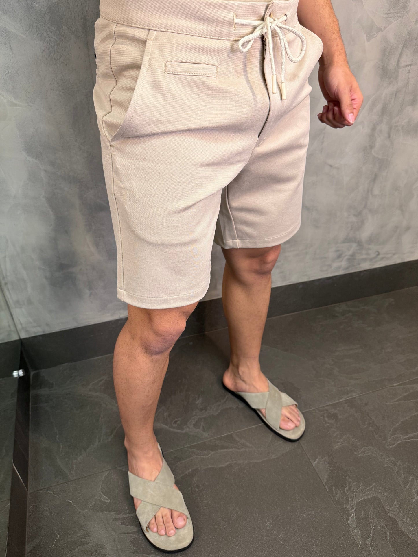 BERMUDA ALF CASUAL-DAY MALHA C/ CADARÇO PONTO H AREIA